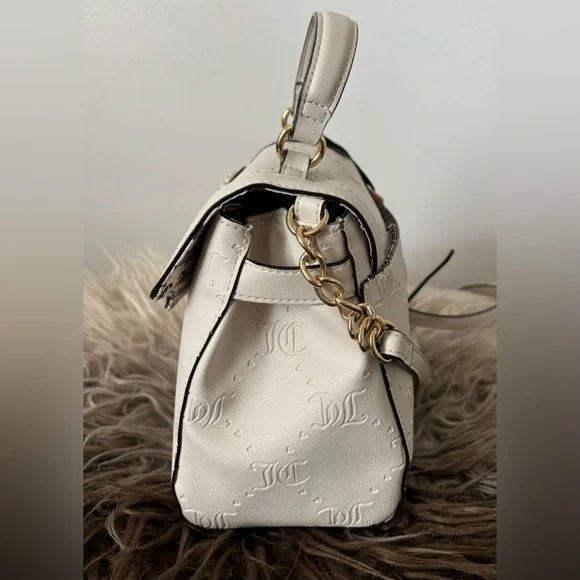 JUICY COUTURE Bag Stay in Circle Mini Crossbody - Ivory Cream Angel Deboss NWT - Picture 7 of 11